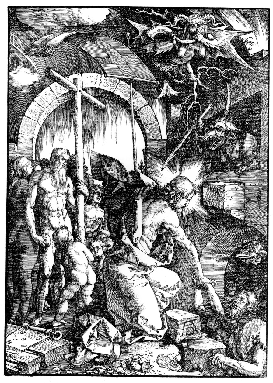 Helvetin ahdistaminen eli Kristus Limbossa, Suuresta kärsimyksestä, 1510 tekijältä Albrecht Dürer