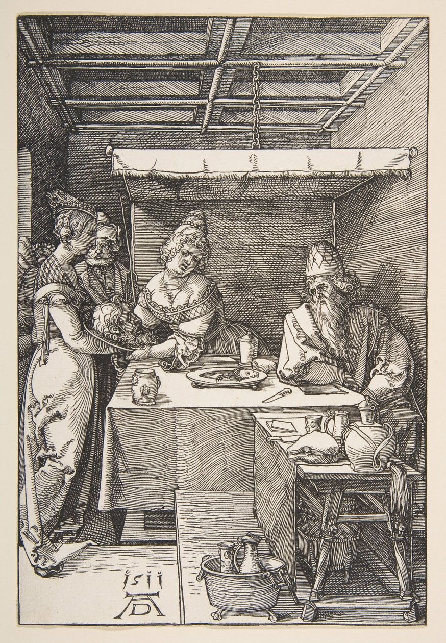 Pyhän Johannes Kastajan pää tuotiin Herodekselle.n.d. tekijältä Albrecht Dürer