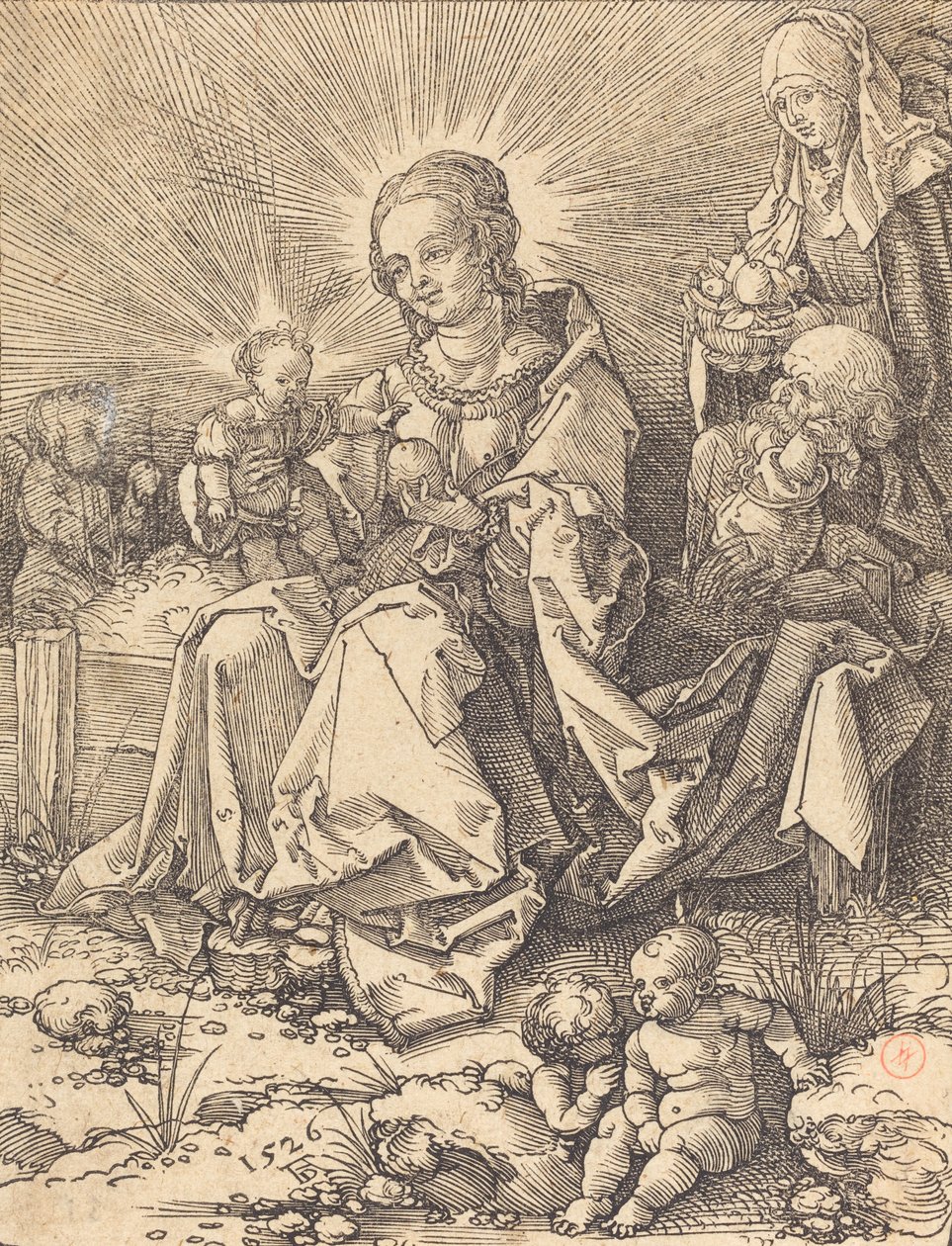 Pyhä perhe ruohopenkillä, 1526. tekijältä Albrecht Dürer