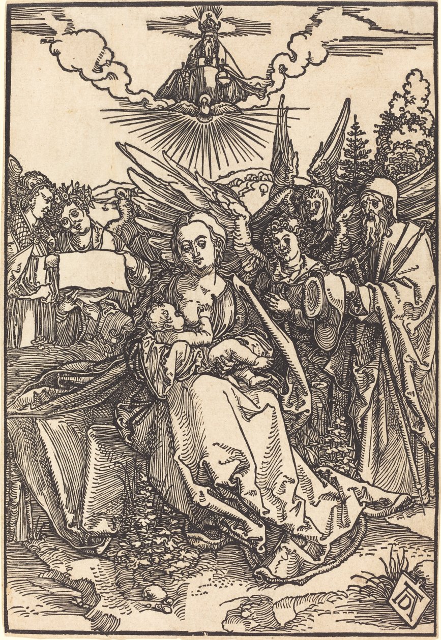 Pyhä perhe viiden enkelin kanssa tekijältä Albrecht Dürer