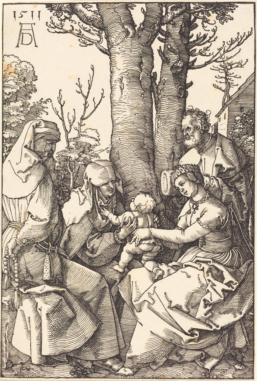 Pyhä perhe sekä Joakim ja Anna puun alla tekijältä Albrecht Dürer