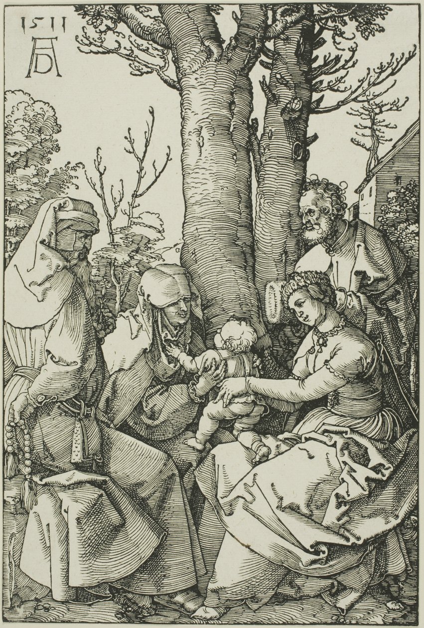 Pyhä perhe Joakimin ja Pyhän Annan kanssa tekijältä Albrecht Dürer