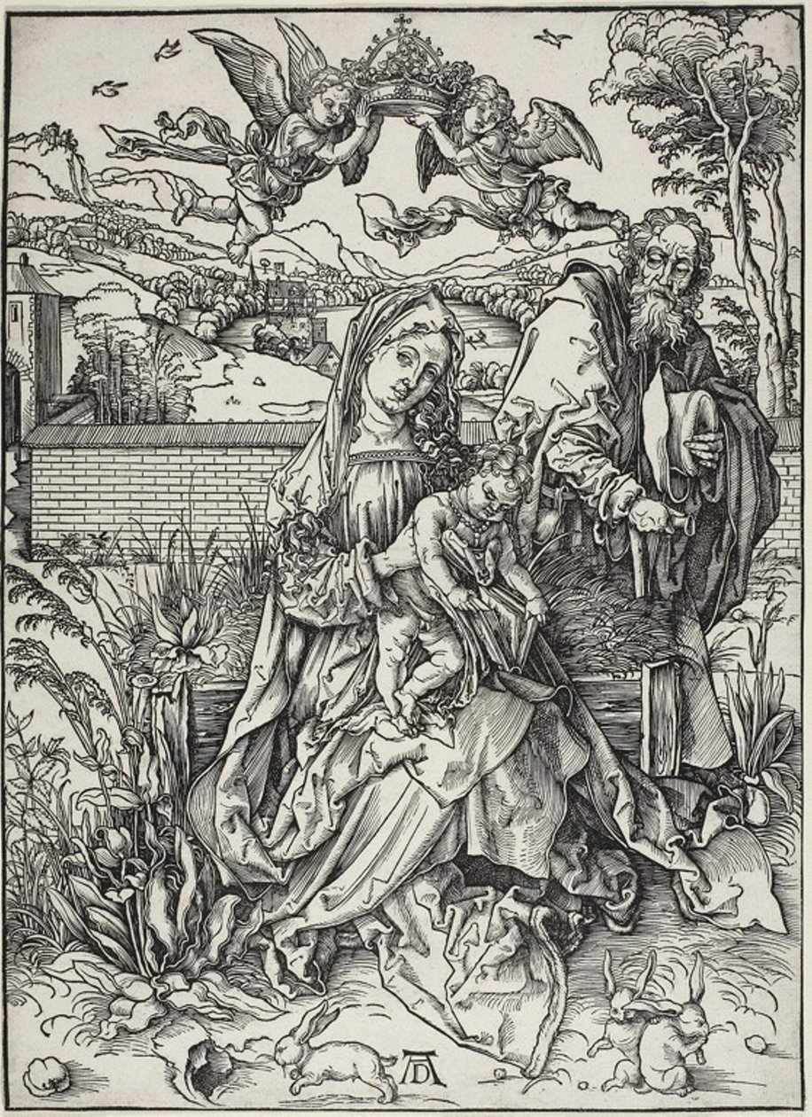 Pyhä perhe, jossa on kolme jänistä tekijältä Albrecht Dürer