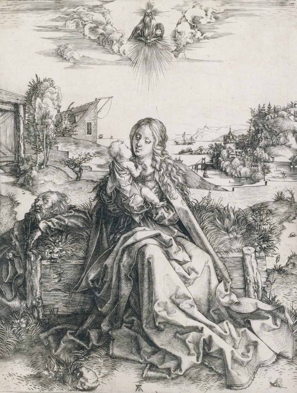 Pyhä perhe ja sudenkorento tekijältä Albrecht Dürer