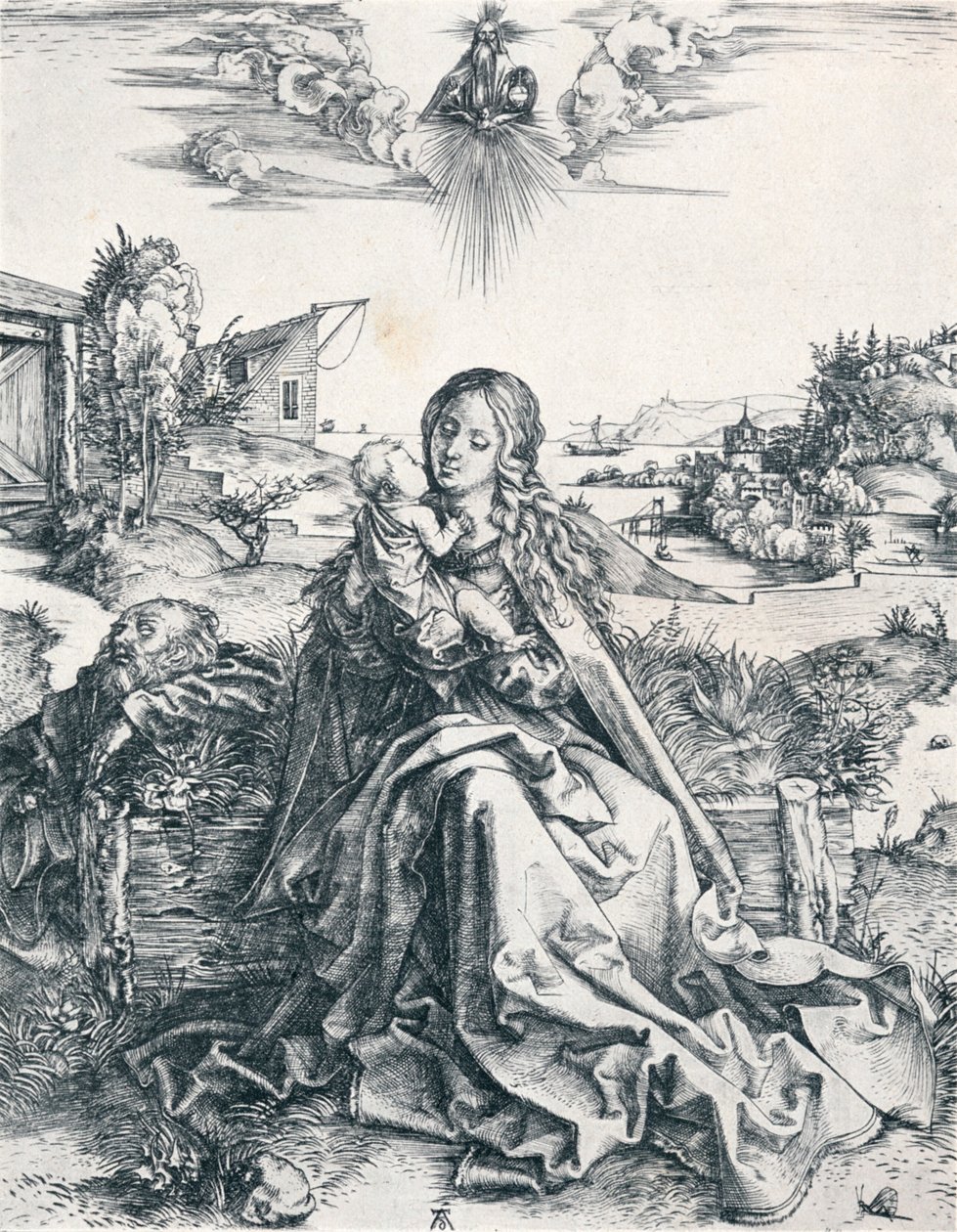 Pyhä perhe sudenkorennon kanssa, 1495 1906 tekijältä Albrecht Dürer
