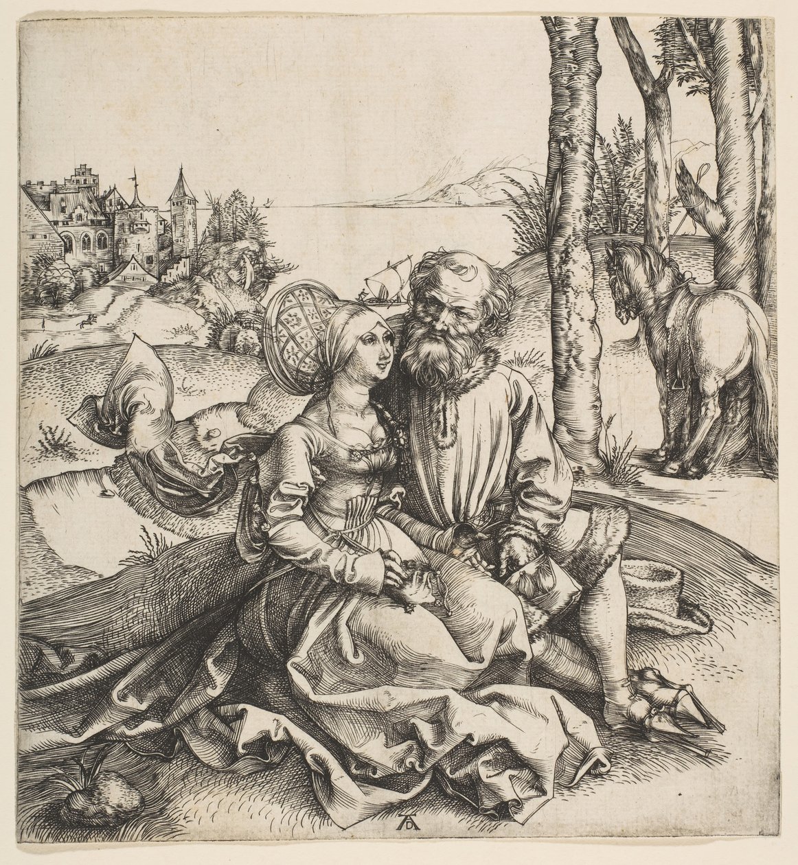 Huonosti valikoitunut pariskunta, n. 1495. tekijältä Albrecht Dürer