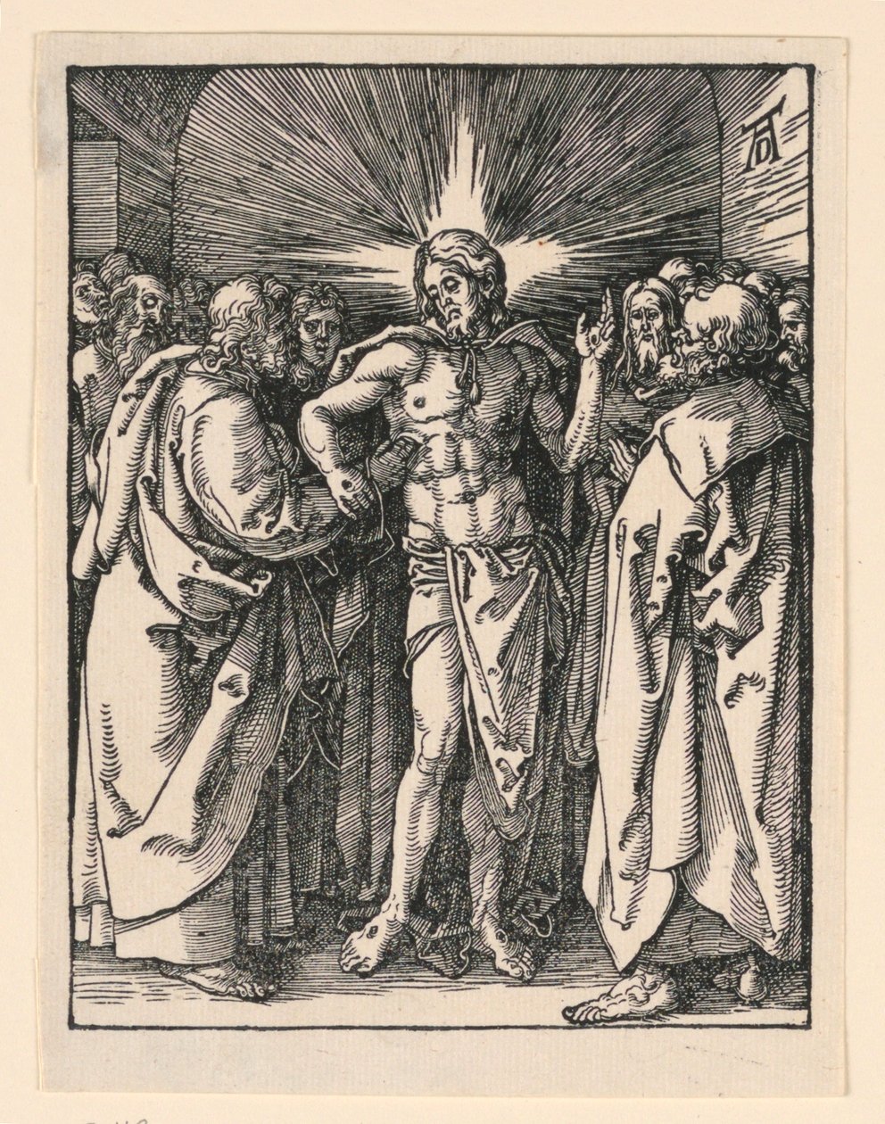 Pyhän Tuoman uskomattomuus, The Little Passion -sarjasta tekijältä Albrecht Dürer