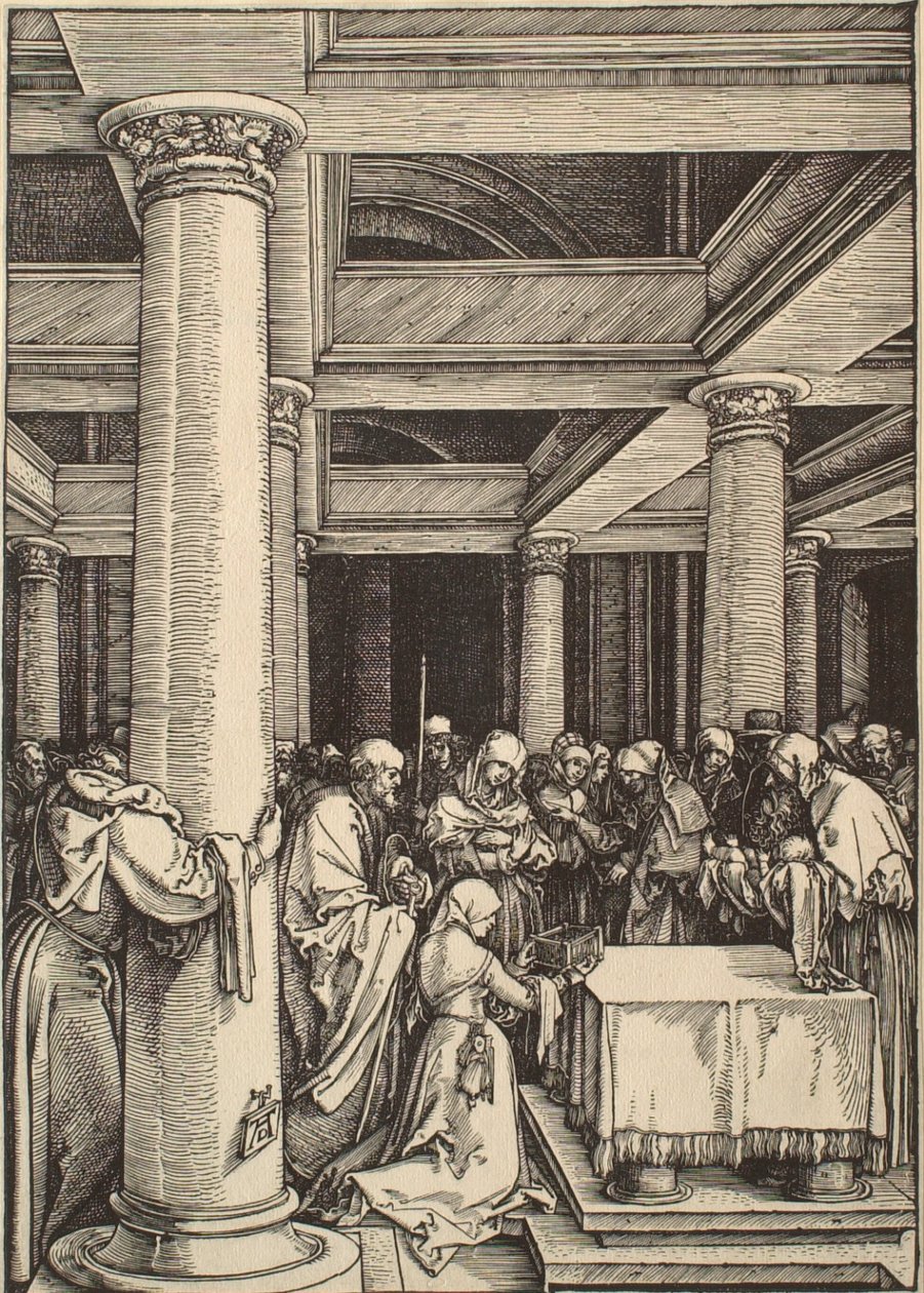 Neitsyt Marian elämä: Temppeliin tuominen tekijältä Albrecht Dürer