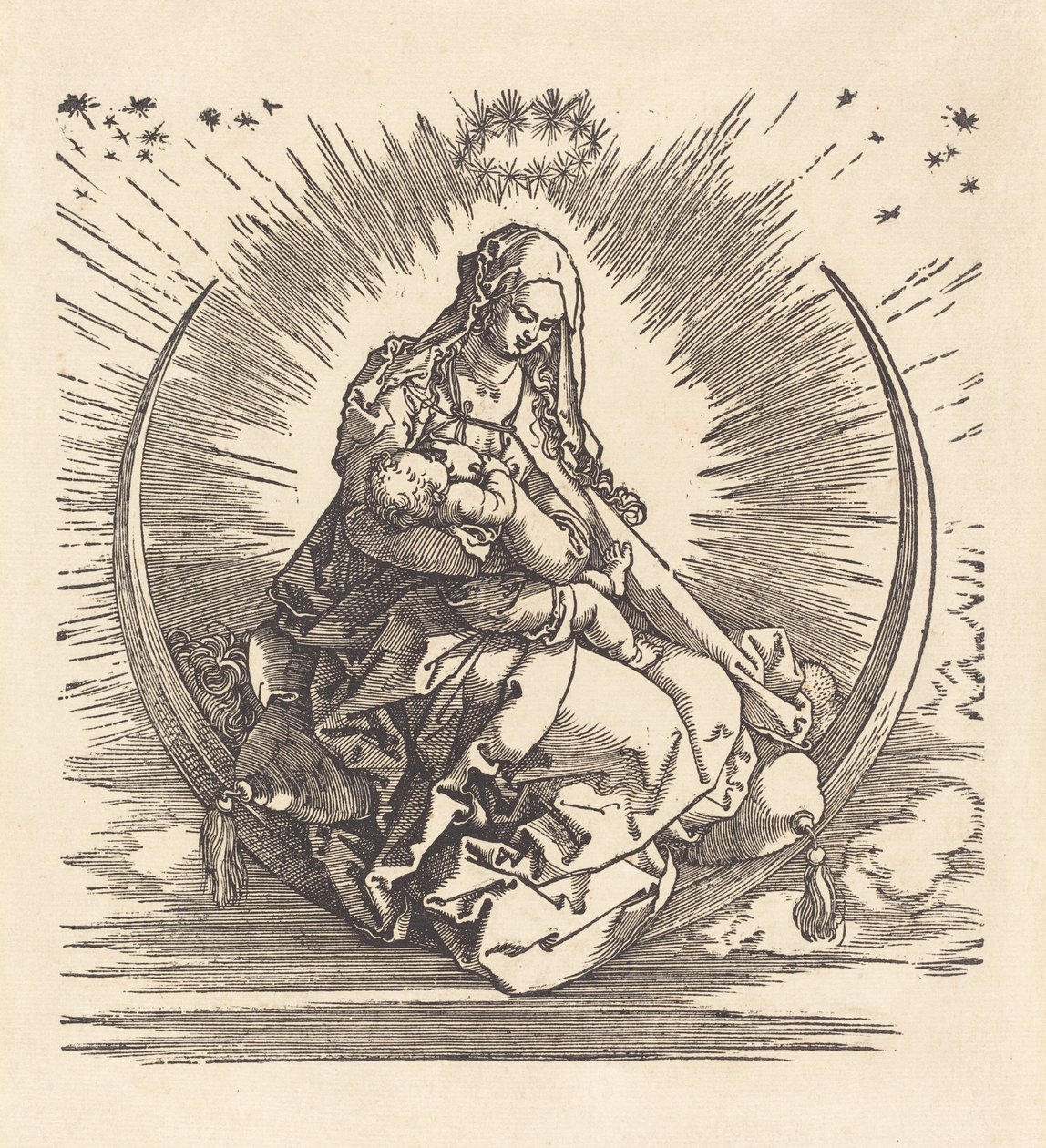 Madonna puolikuussa, 15101511. tekijältä Albrecht Dürer