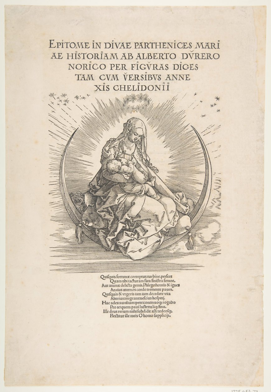 Madonna puolikuussa, Neitsyen elämän rintama, n. 1511. tekijältä Albrecht Dürer
