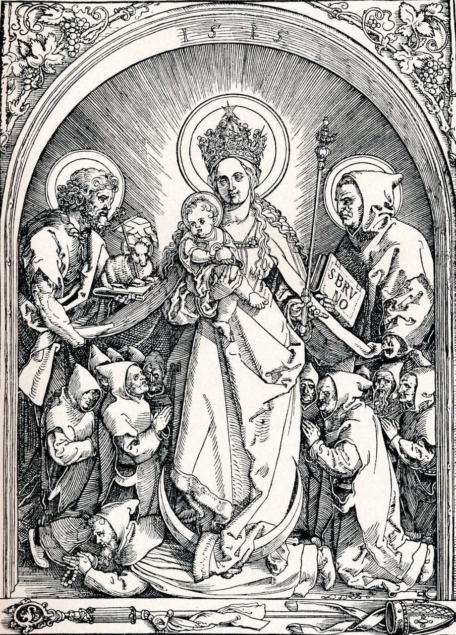 Madonna karthusialaisten veljien, Pyhän Johannes Kastajan ja Pyhän Brunon kanssa, 1515 1906. tekijältä Albrecht Dürer