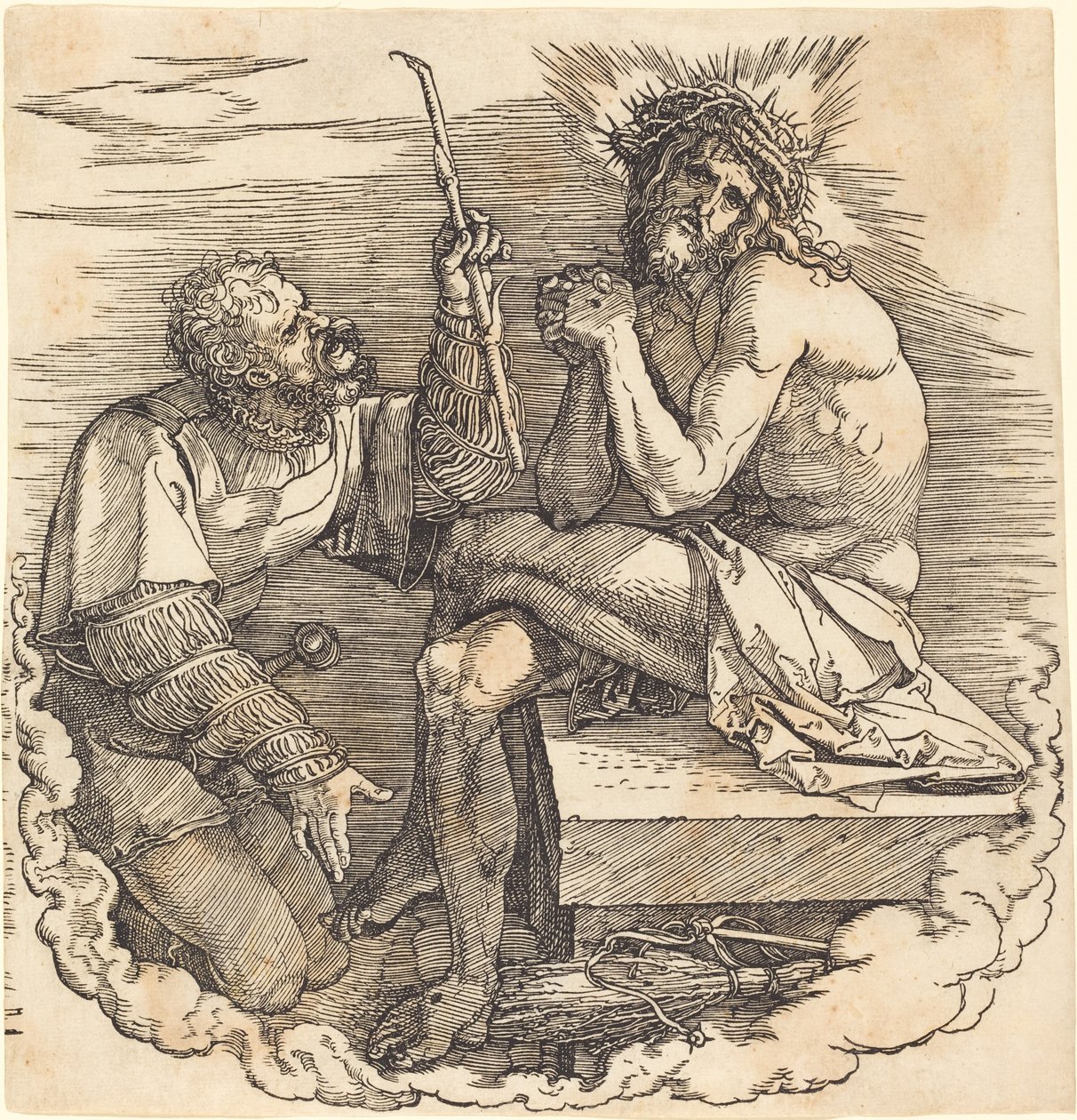 Sotilaan pilkkaama surujen mies tekijältä Albrecht Dürer