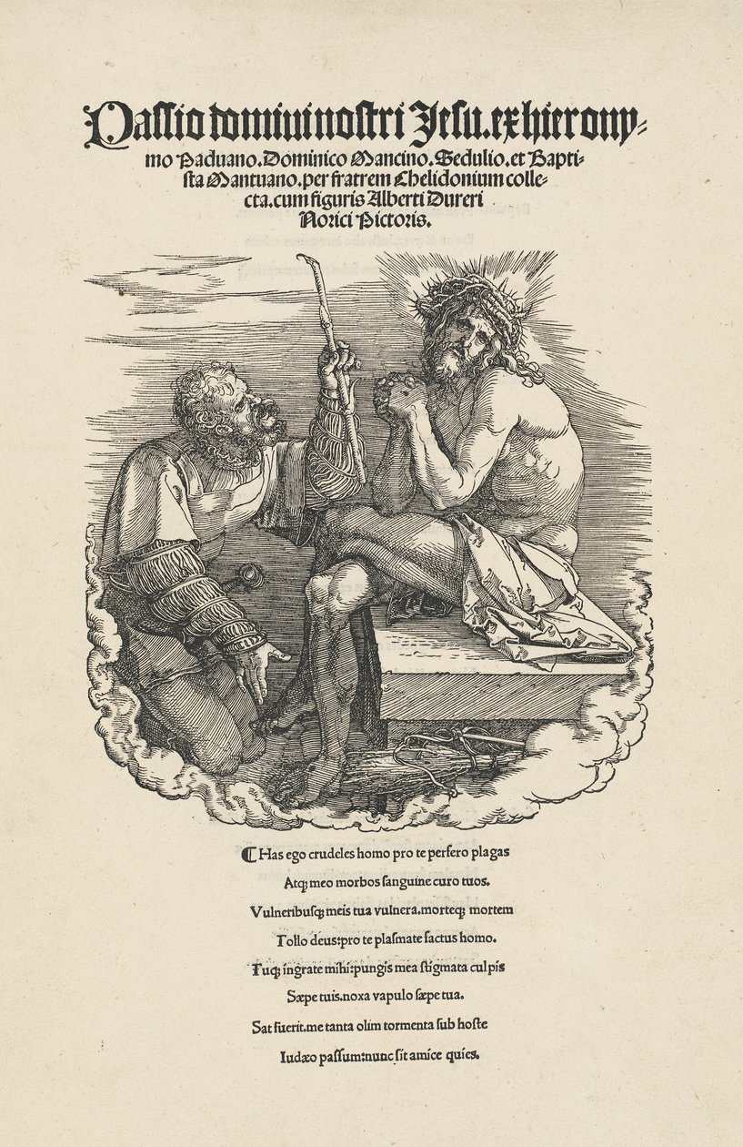 Sotilaan pilkkama surujen mies, luultavasti 1511. tekijältä Albrecht Dürer
