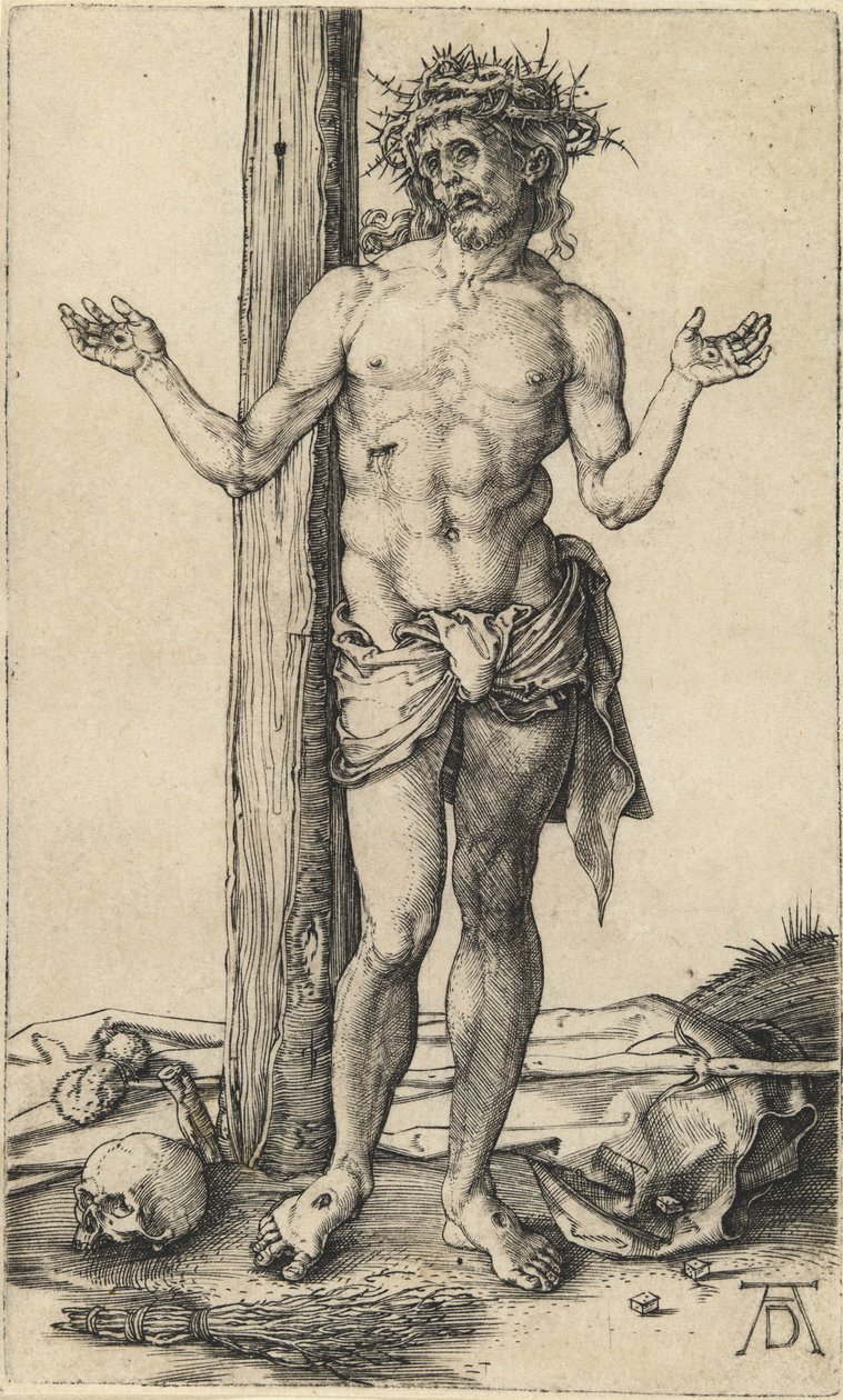 Kärsimysten mies käsivarret ojennettuina tekijältä Albrecht Dürer