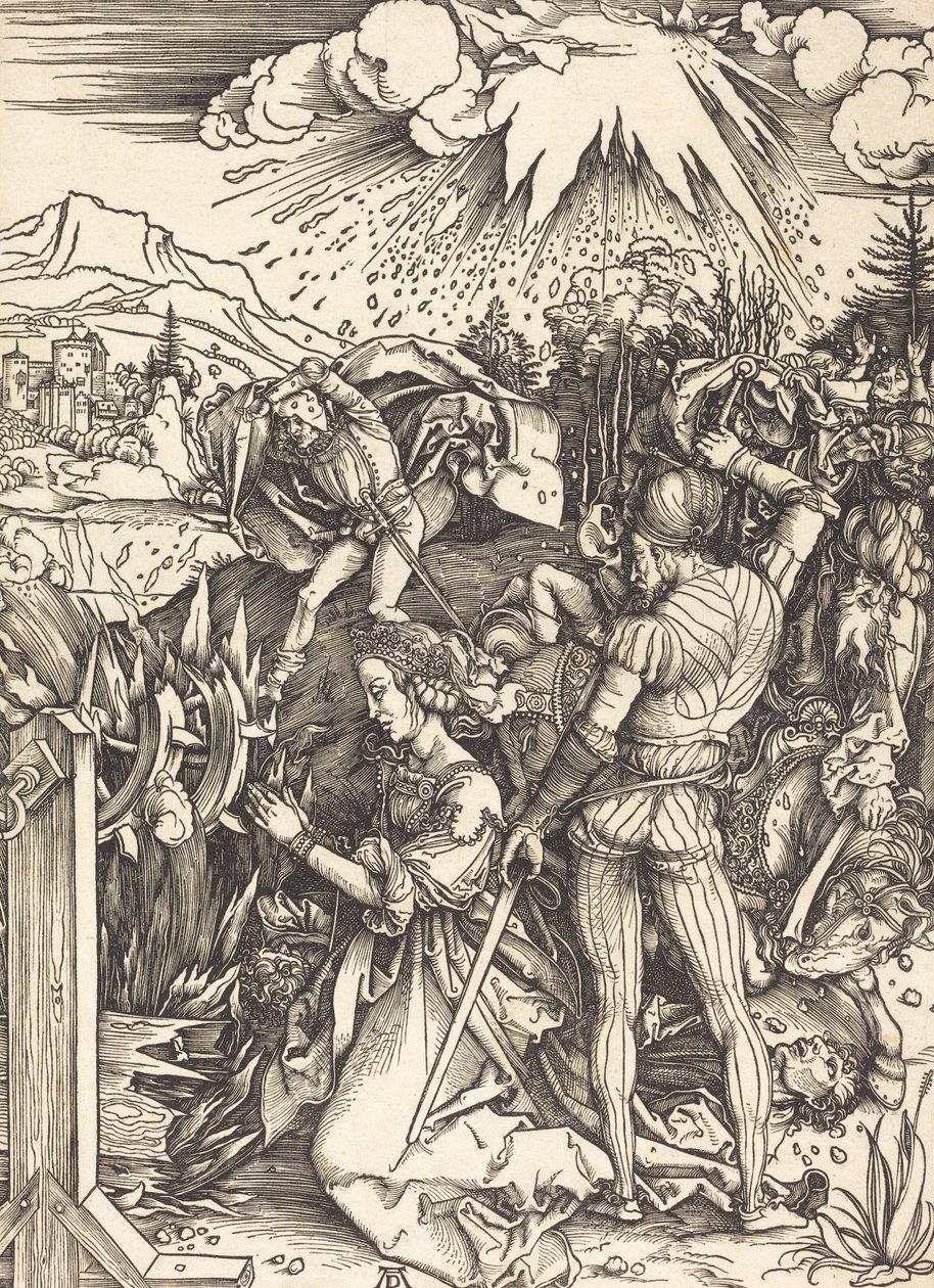 Pyhän Katariinan marttyyrikuolema, n. 14971499. tekijältä Albrecht Dürer