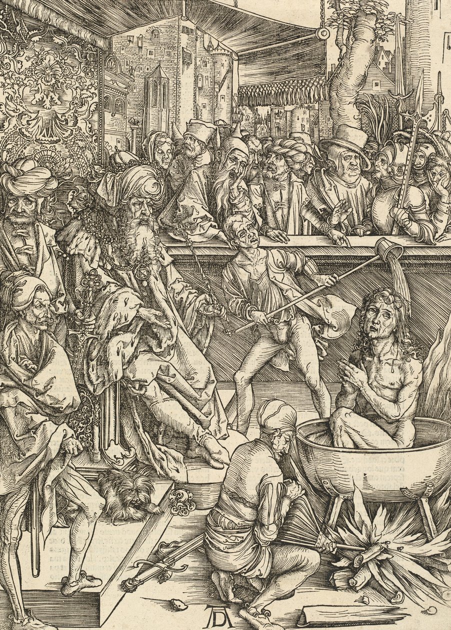 Pyhän Johanneksen marttyyrikuolema, 1498. tekijältä Albrecht Dürer