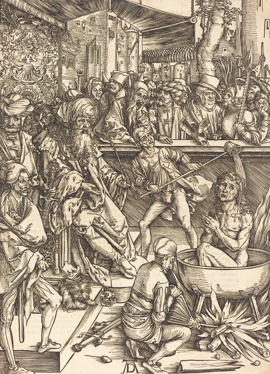 Pyhän Johanneksen marttyyrikuolema, luultavasti n. 14961498. tekijältä Albrecht Dürer