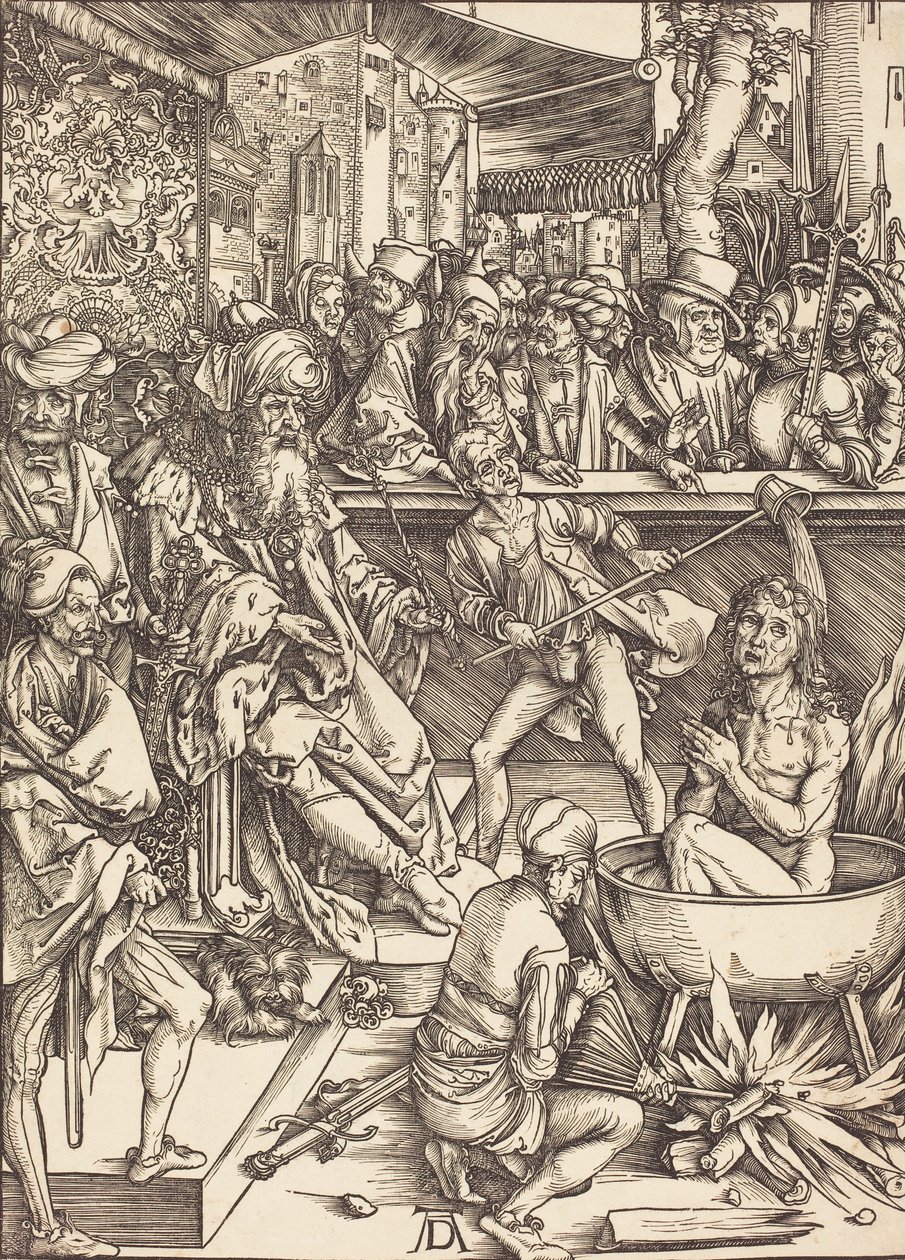 Pyhän Johanneksen marttyyrikuolema, luultavasti n. 14961498. tekijältä Albrecht Dürer