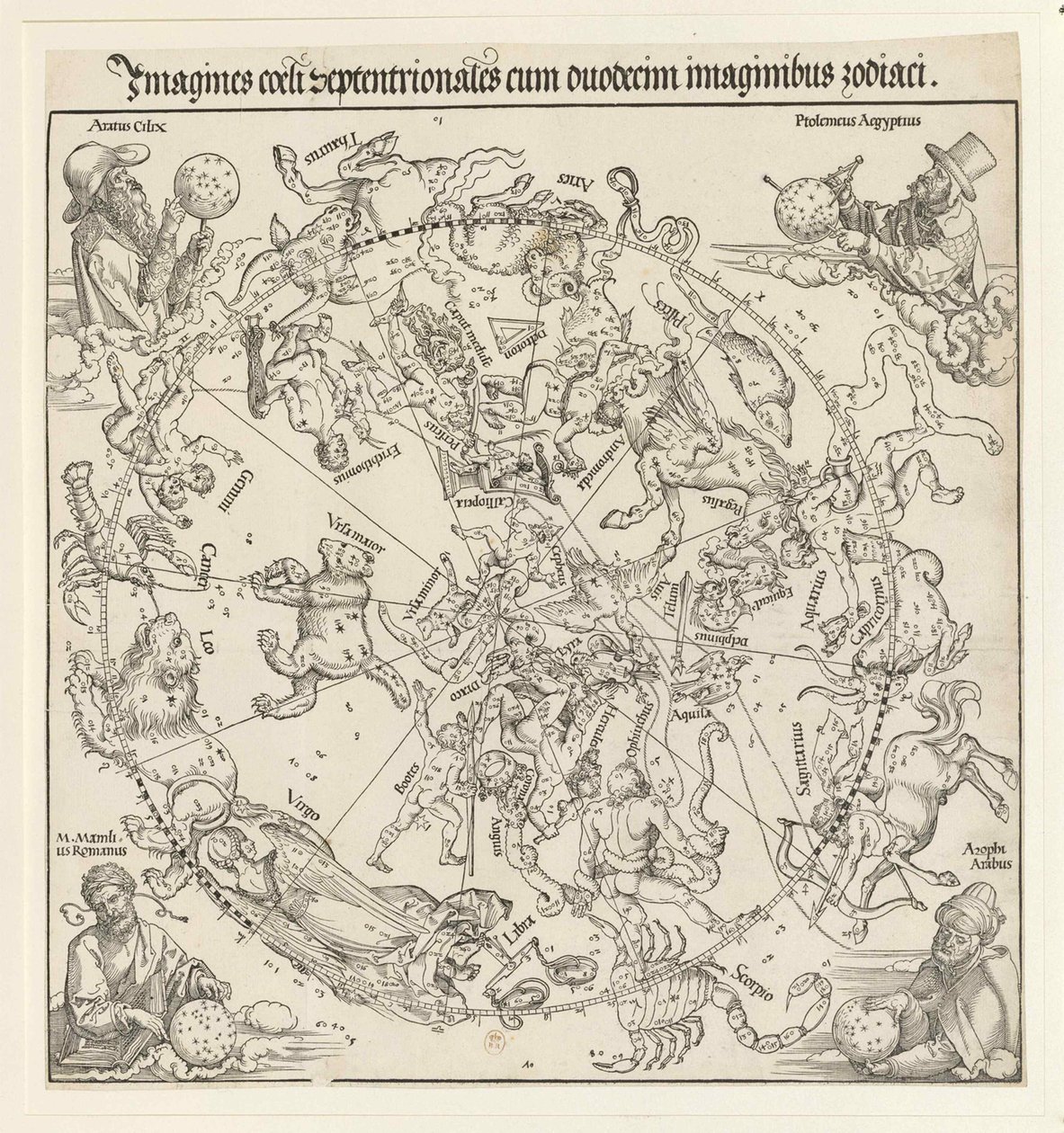 Pohjoinen taivaanpuolisko, 1515. tekijältä Albrecht Dürer