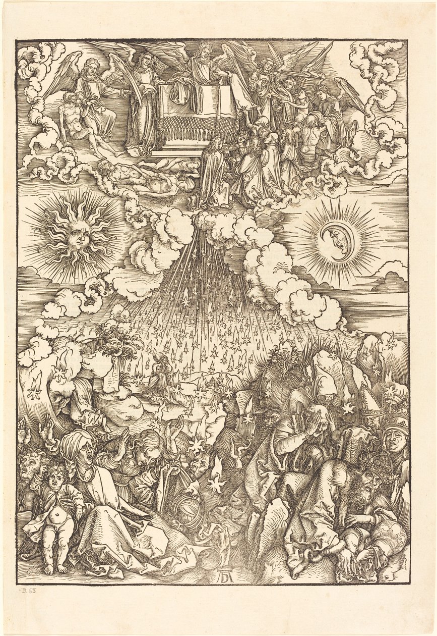 Viidennen ja kuudennen sinetin avaaminen tekijältä Albrecht Dürer