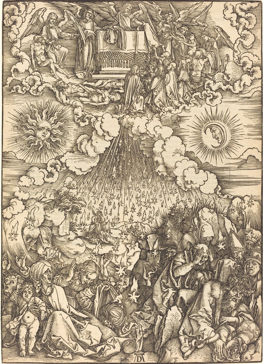 Viidennen ja kuudennen sinetin avaaminen tekijältä Albrecht Dürer