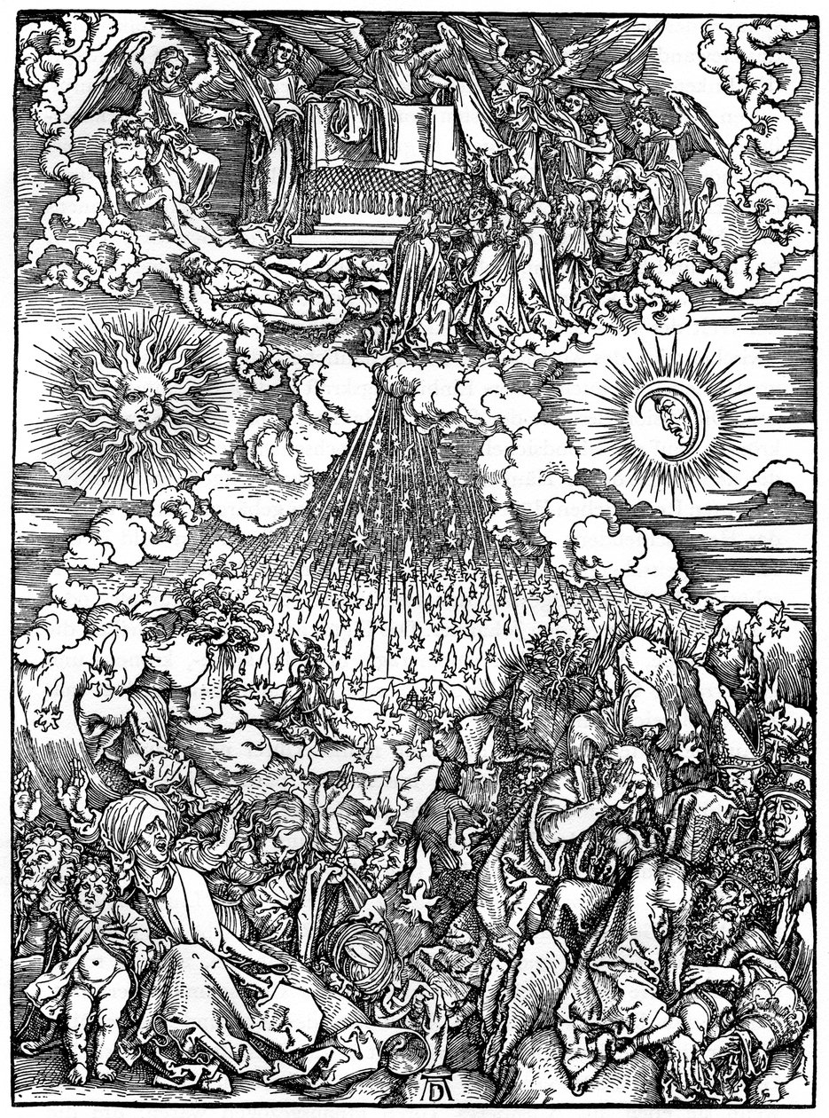 Viidennen ja kuudennen sinetin avaaminen, 1498, 1936 tekijältä Albrecht Dürer