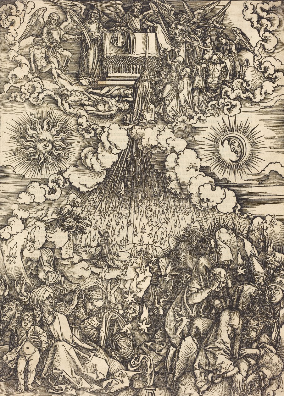 Viidennen ja kuudennen sinetin avaaminen, c. 1497. tekijältä Albrecht Dürer