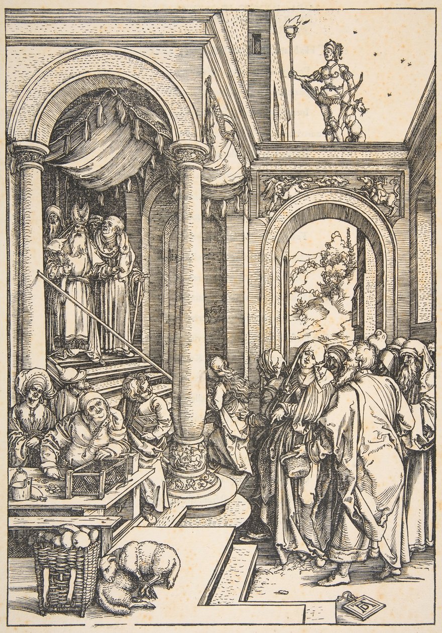 Neitsyen esitys temppelissä, Neitsyen elämästä, n. 1503. tekijältä Albrecht Dürer