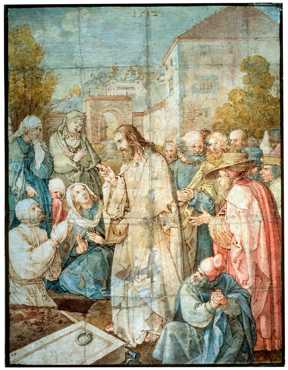 Lasaruksen herättäminen, 1512. tekijältä Albrecht Dürer