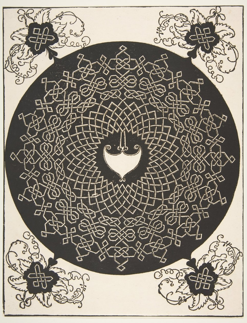 "Toinen solmu". Lomitettu pyöreä, jonka keskellä on Amazon Shield, 1521 ennen. tekijältä Albrecht Dürer