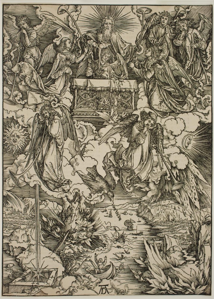 Seitsemän trumpettia tekijältä Albrecht Dürer