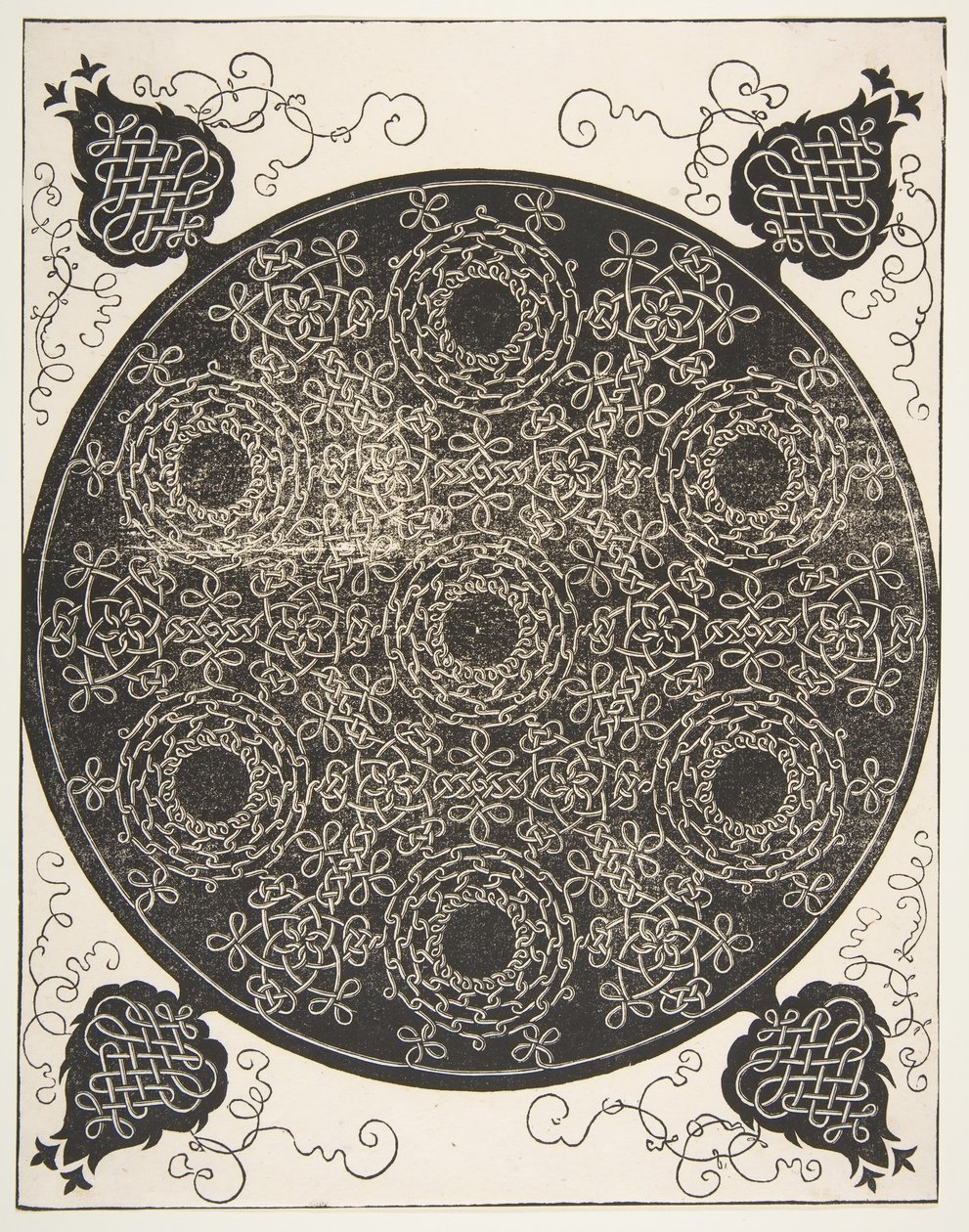Kuudes solmu. Lomitettu pyöreä, seitsemän seppelettä, 1521 ennen. tekijältä Albrecht Dürer