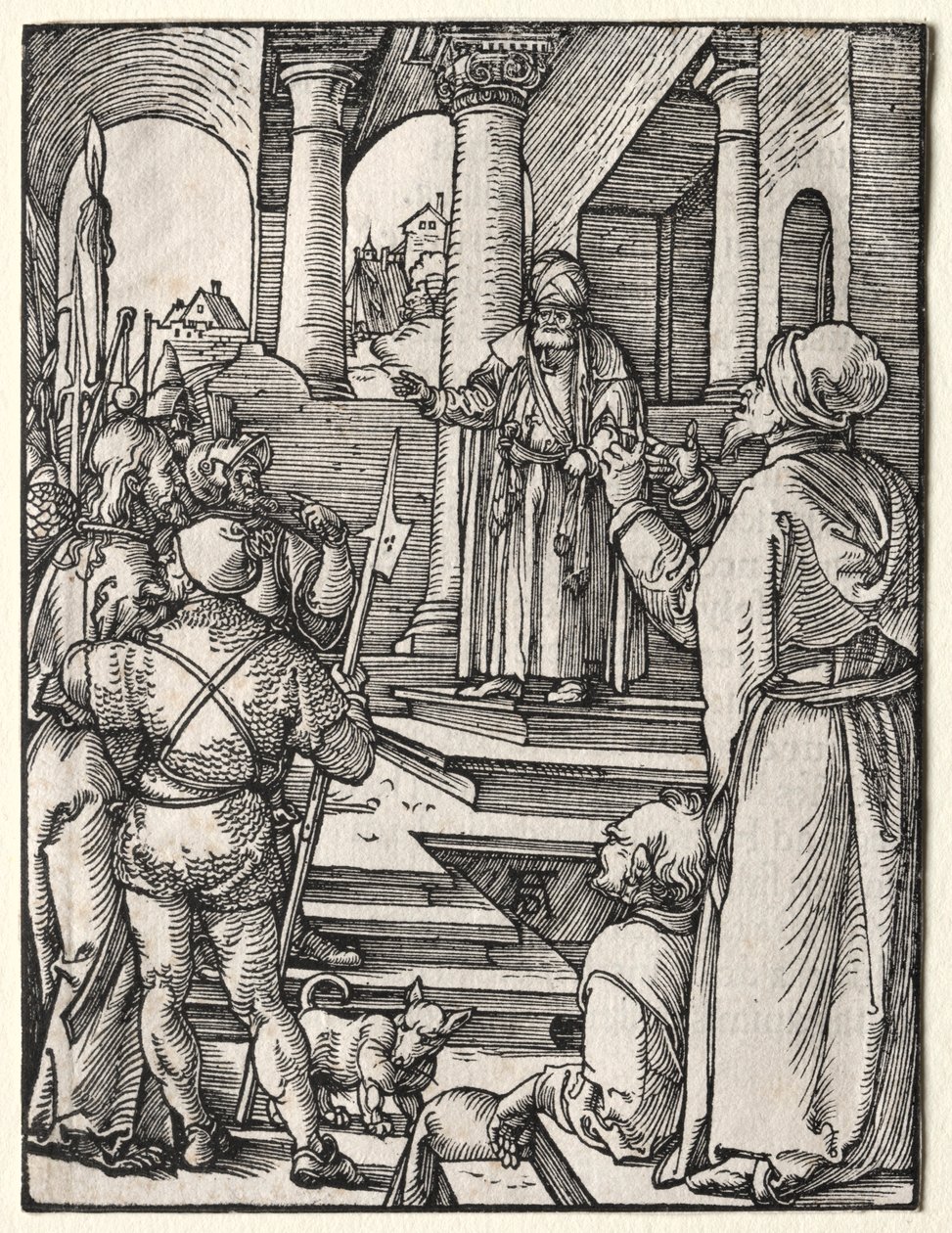 Pieni kärsimys: Kristus Pilatuksen edessä, n. 1509-1511. tekijältä Albrecht Dürer