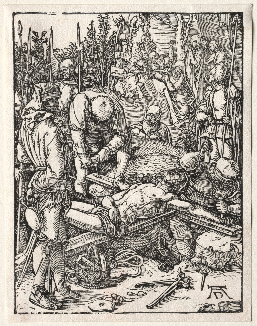 Pieni kärsimys: Kristus naulittiin ristiin, 1509-1511. tekijältä Albrecht Dürer