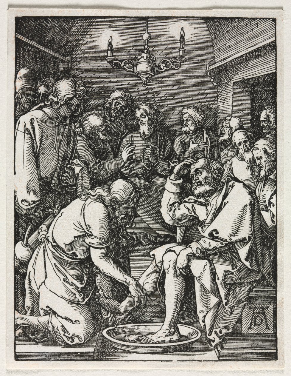 Pieni kärsimys: Kristus pesee Pietarin jalkoja. tekijältä Albrecht Dürer