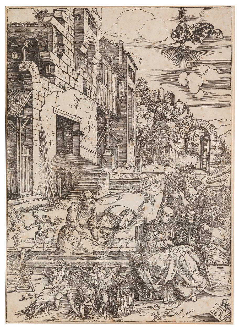 Pyhän perheen oleskelu Egyptissä, Neitsyen elämästä, n. 1504. tekijältä Albrecht Dürer