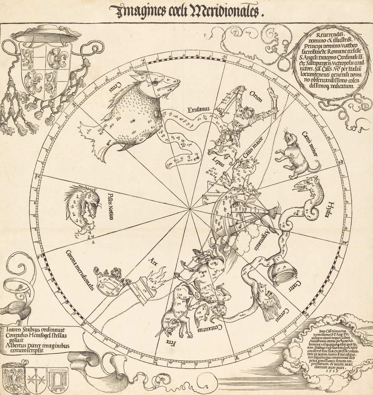 Eteläinen taivaanpuolisko, 1515. tekijältä Albrecht Dürer