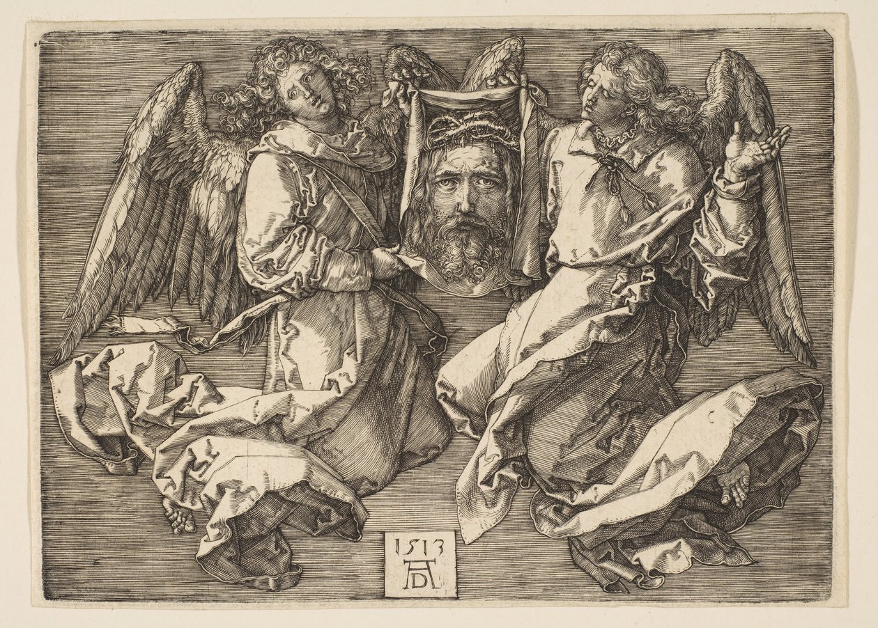 Kahden enkelin esittämä Sudarium, 1513. tekijältä Albrecht Dürer