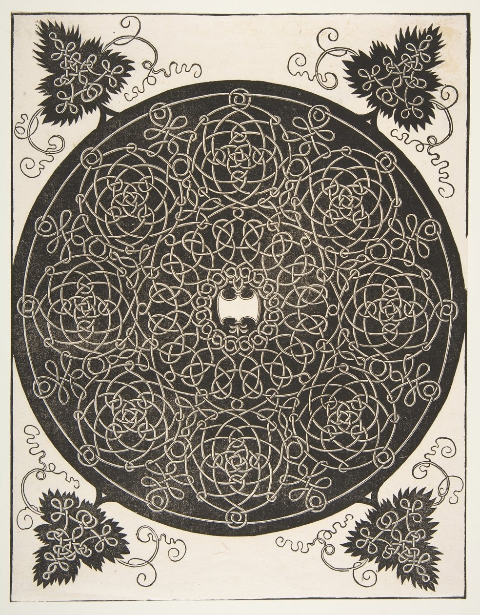 Kolmas solmu. Lomitettu pyöreä kahdeksalla seppeleellä ja kampakilvellä vuonna i..., 1521 ennen. tekijältä Albrecht Dürer