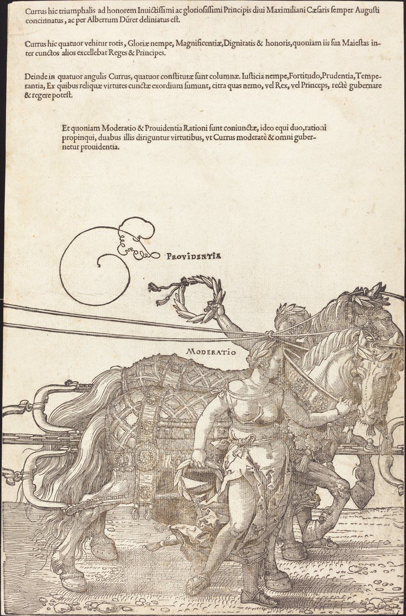 Maximilian I:n voittovaunut (suuri riemuauto) [kilpi 3/8] tekijältä Albrecht Dürer