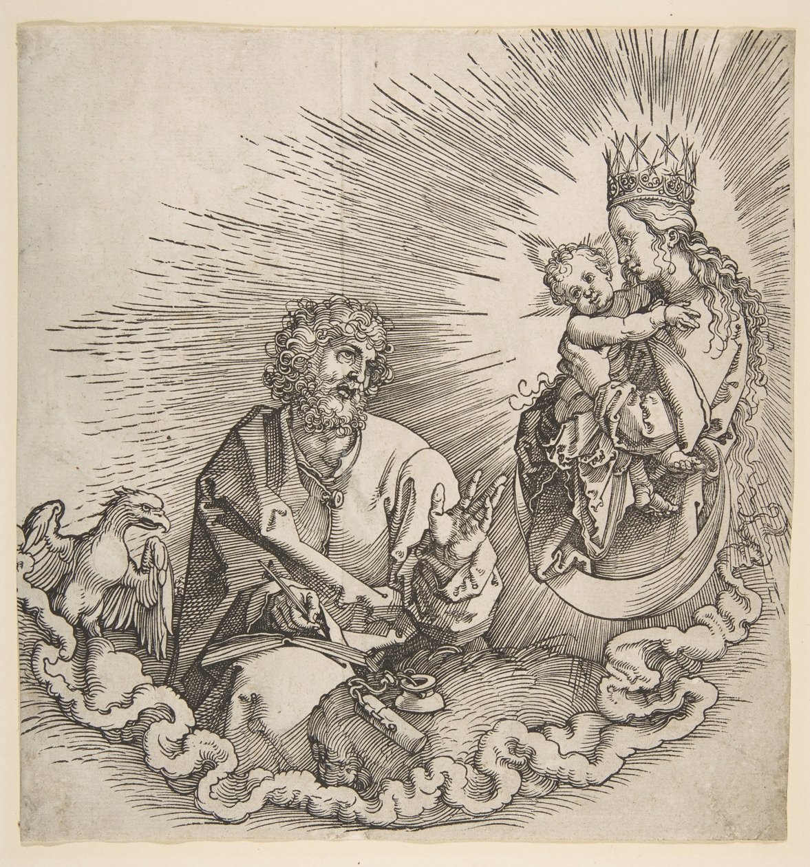 Neitsyt ilmestyy Pyhälle Johannekselle, Ilmestyskirja, 1511. tekijältä Albrecht Dürer