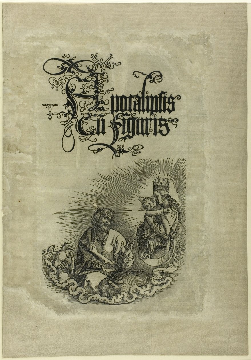 Neitsyt ilmestyy St. Johnille, Apokalypsista tekijältä Albrecht Dürer
