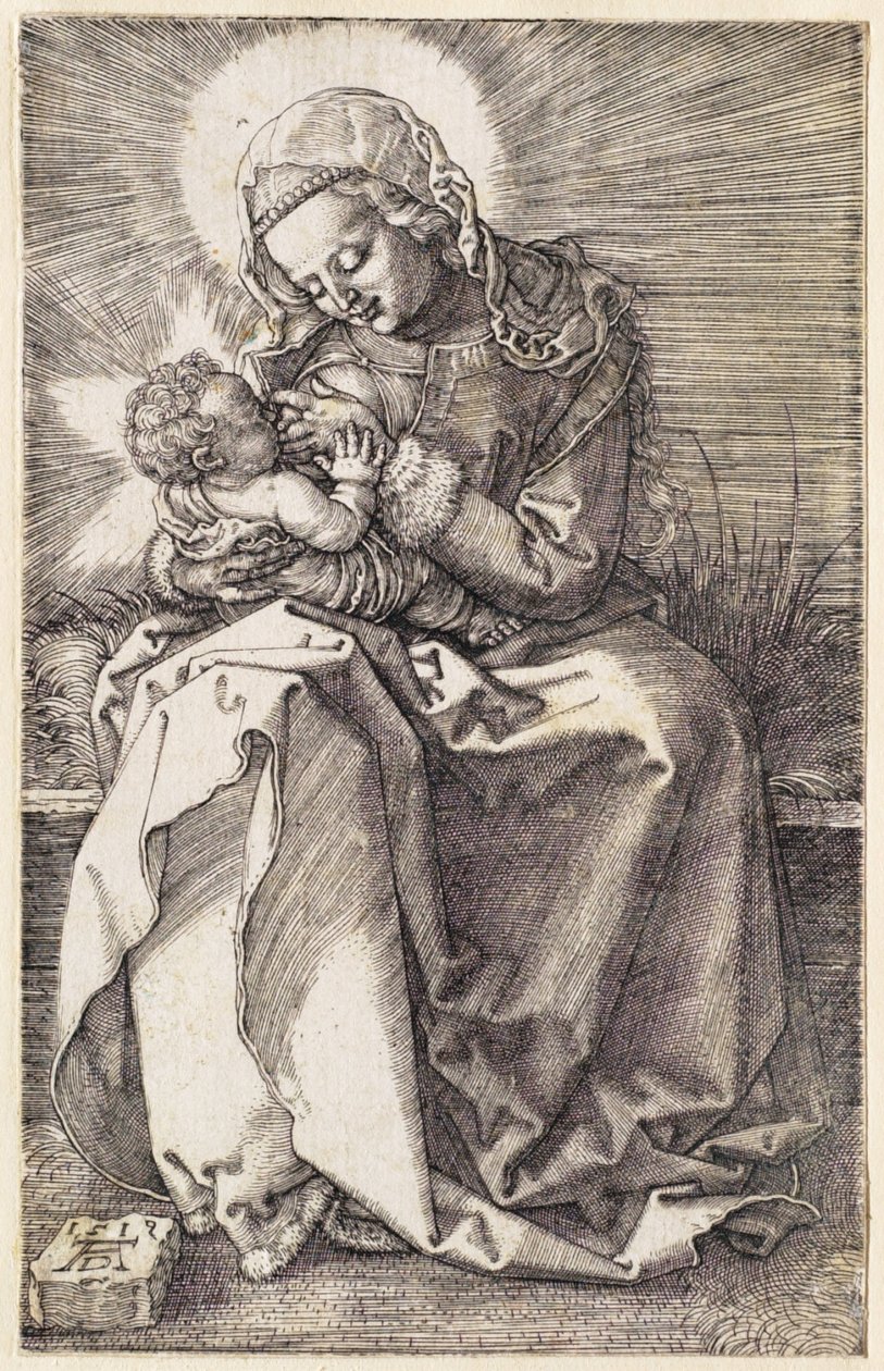 Neitsyt imettää lasta tekijältä Albrecht Dürer