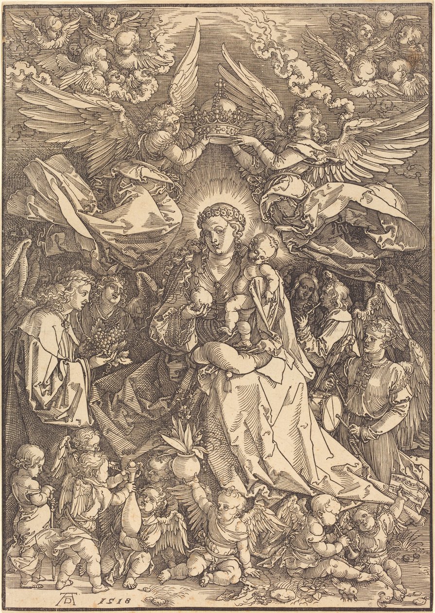 Neitsyt Maria monien enkelien ympäröimänä tekijältä Albrecht Dürer