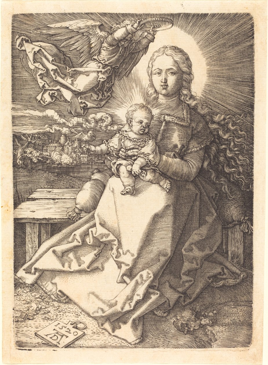 Neitsyt ja lapsi, jonka yksi enkeli kruunasi tekijältä Albrecht Dürer