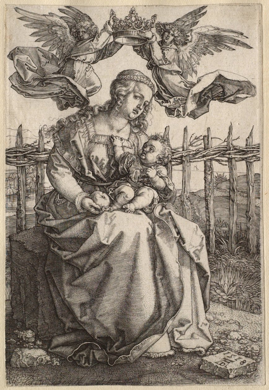 Neitsyt ja lapsi kahden enkelin kruunaamina tekijältä Albrecht Dürer