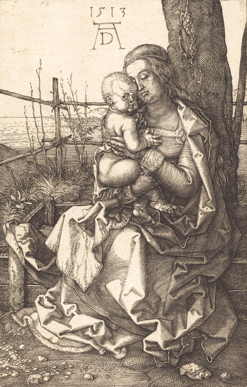 Neitsyt ja lapsi istumassa puussa, 1513. tekijältä Albrecht Dürer