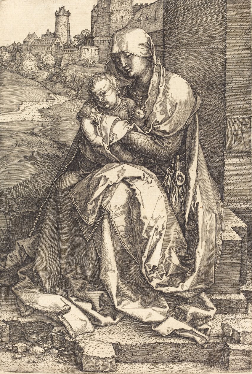 Neitsyt ja lapsi muurin vieressä, 1514. tekijältä Albrecht Dürer