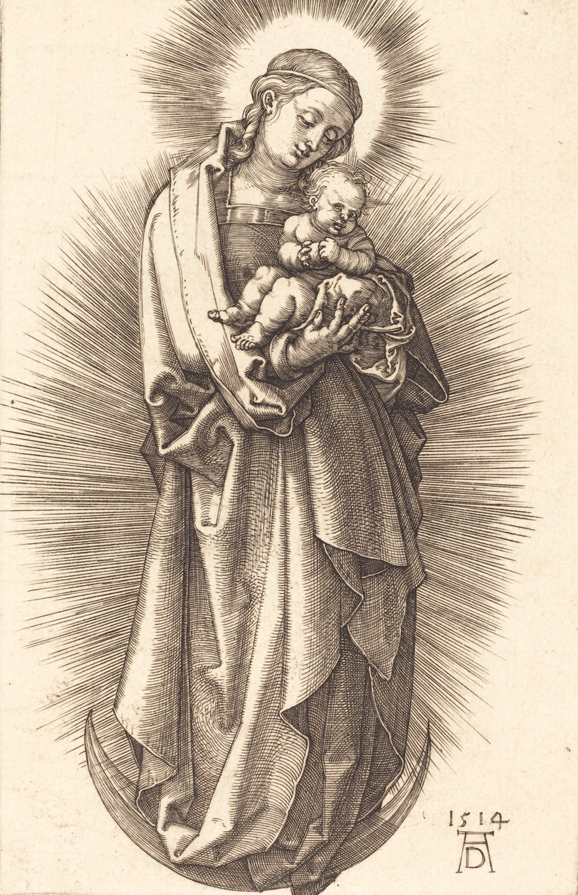 Neitsyt ja lapsi puolikuussa diadeemilla, 1514. tekijältä Albrecht Dürer