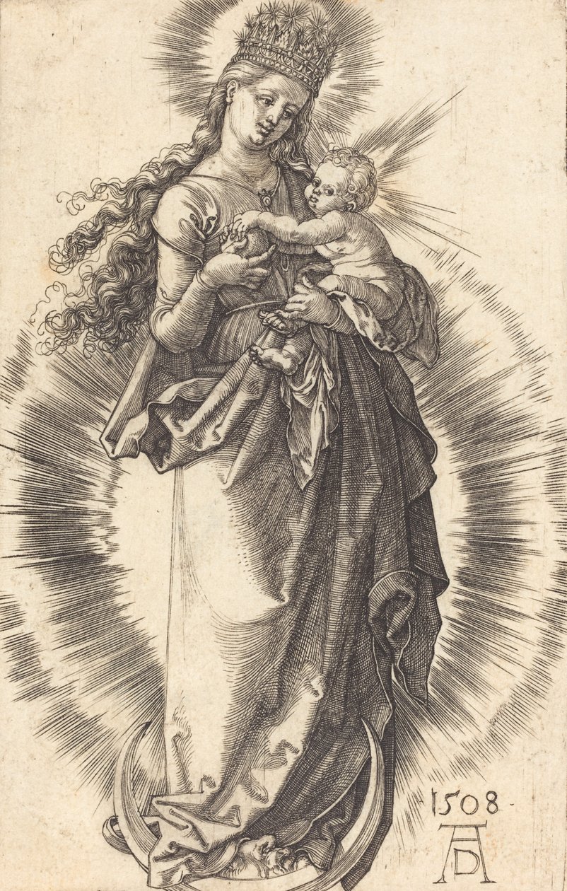 Neitsyt ja lapsi puolikuussa tähtikruunulla, 1508. tekijältä Albrecht Dürer